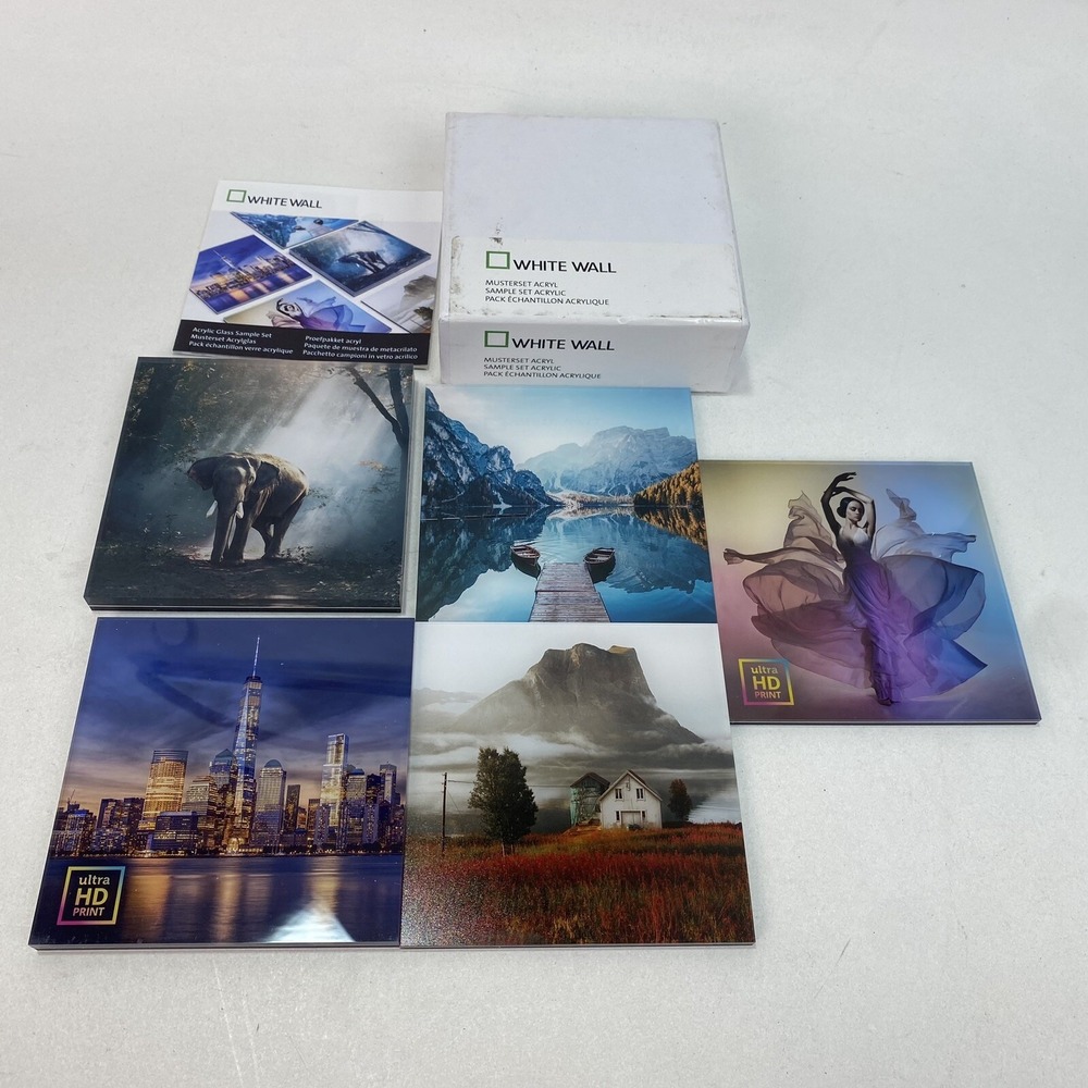White Wall Acrylic Glass Sample Set Ultra HD Print Wall Decor Samples 5pc
